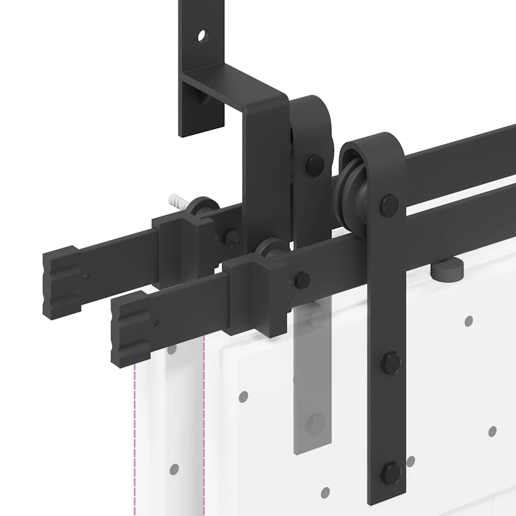 Kit di Binari per Porte Scorrevoli 427 cm Acciaio Nero
