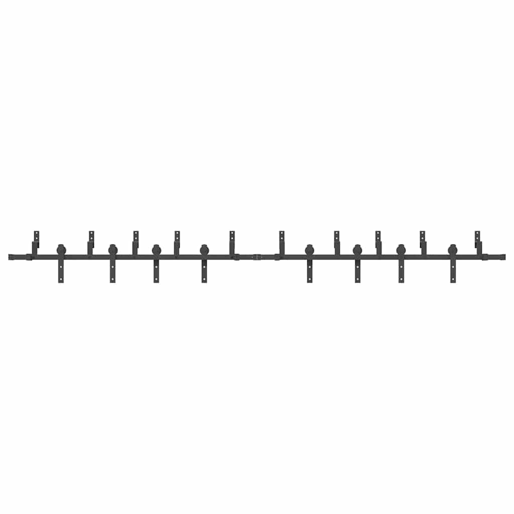 Kit di Binari per Porte Scorrevoli 366 cm Acciaio Nero