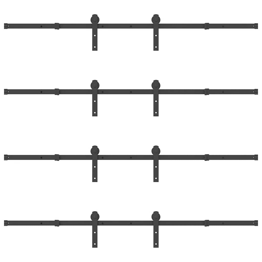Kit di Binari per Porte Scorrevoli 366 cm Acciaio Nero