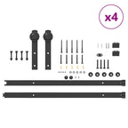 Kit di Binari per Porte Scorrevoli 366 cm Acciaio Nero