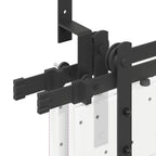 Kit di Binari per Porte Scorrevoli 366 cm Acciaio Nero