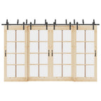 Kit di Binari per Porte Scorrevoli 366 cm Acciaio Nero