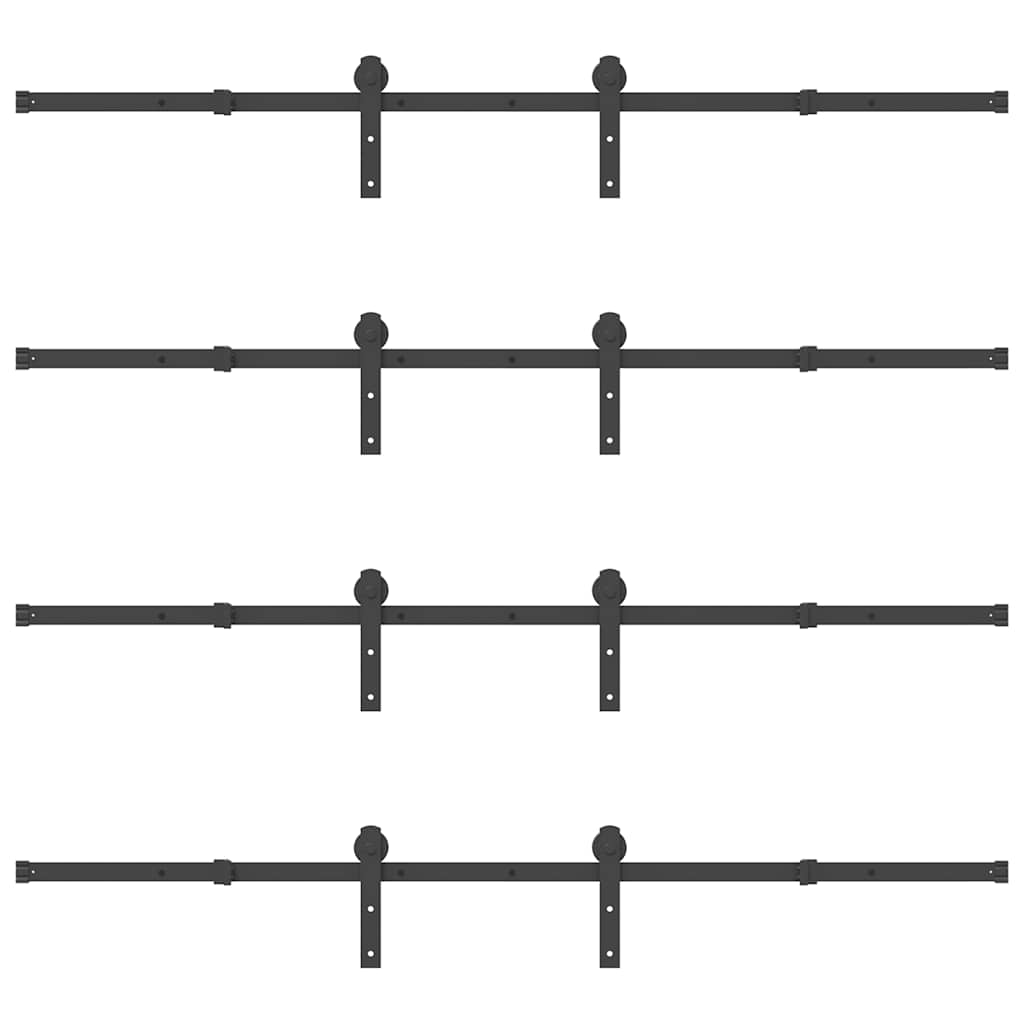 Kit di Binari per Porte Scorrevoli 400 cm Acciaio Nero
