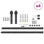 Kit di Binari per Porte Scorrevoli 400 cm Acciaio Nero