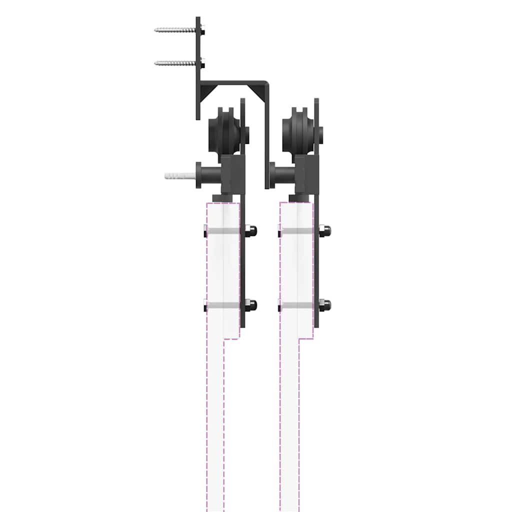 Kit di Binari per Porte Scorrevoli 400 cm Acciaio Nero