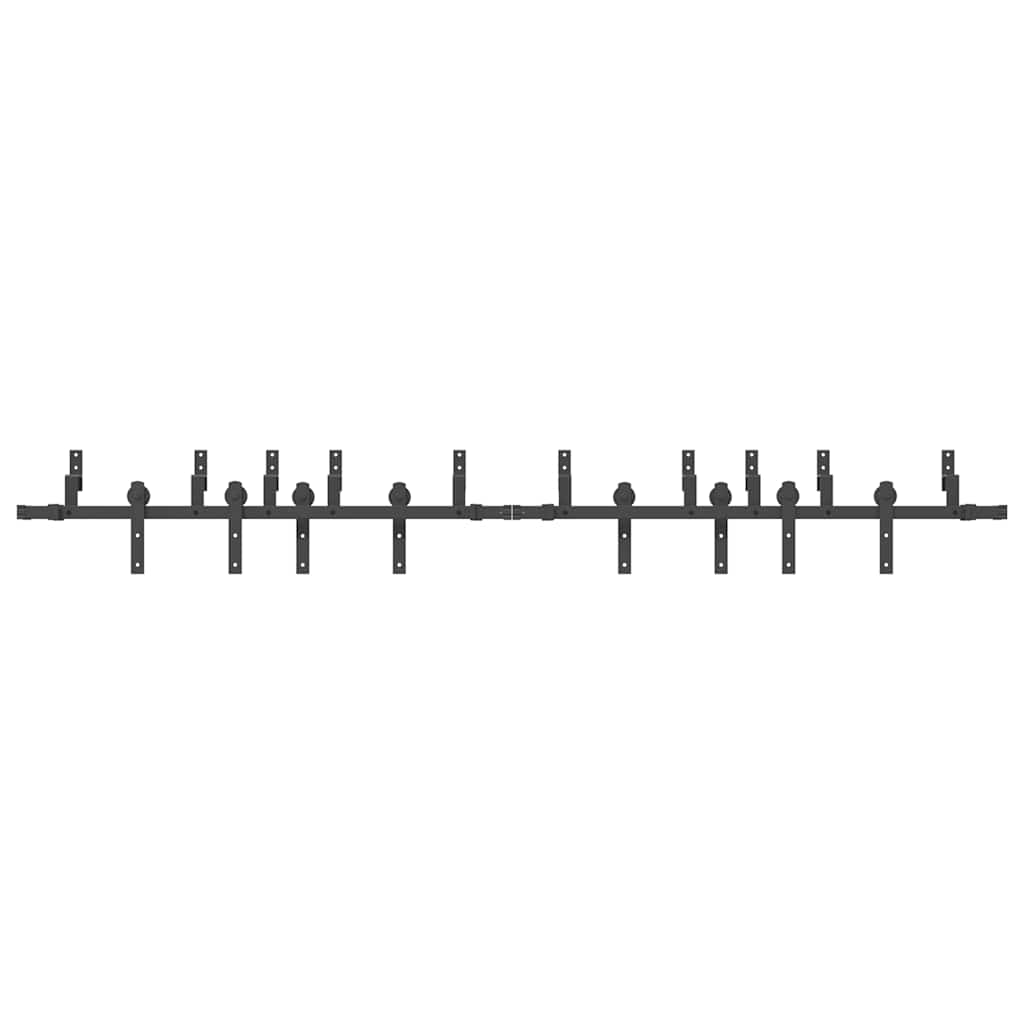 Kit di Binari per Porte Scorrevoli 305 cm Acciaio Nero