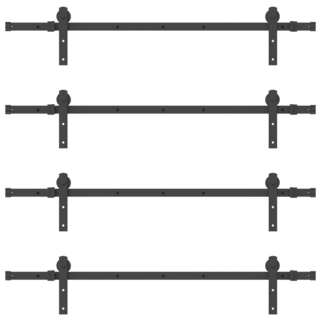 Kit di Binari per Porte Scorrevoli 305 cm Acciaio Nero
