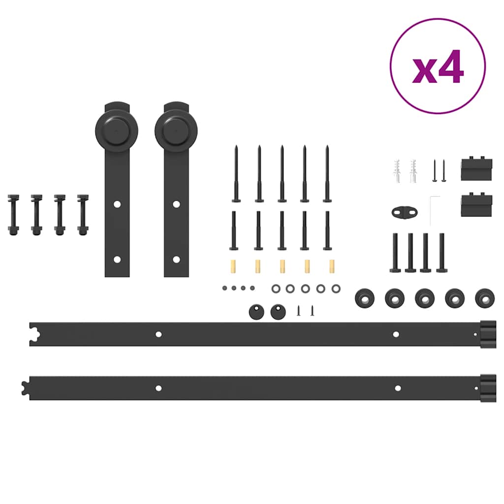 Kit di Binari per Porte Scorrevoli 305 cm Acciaio Nero
