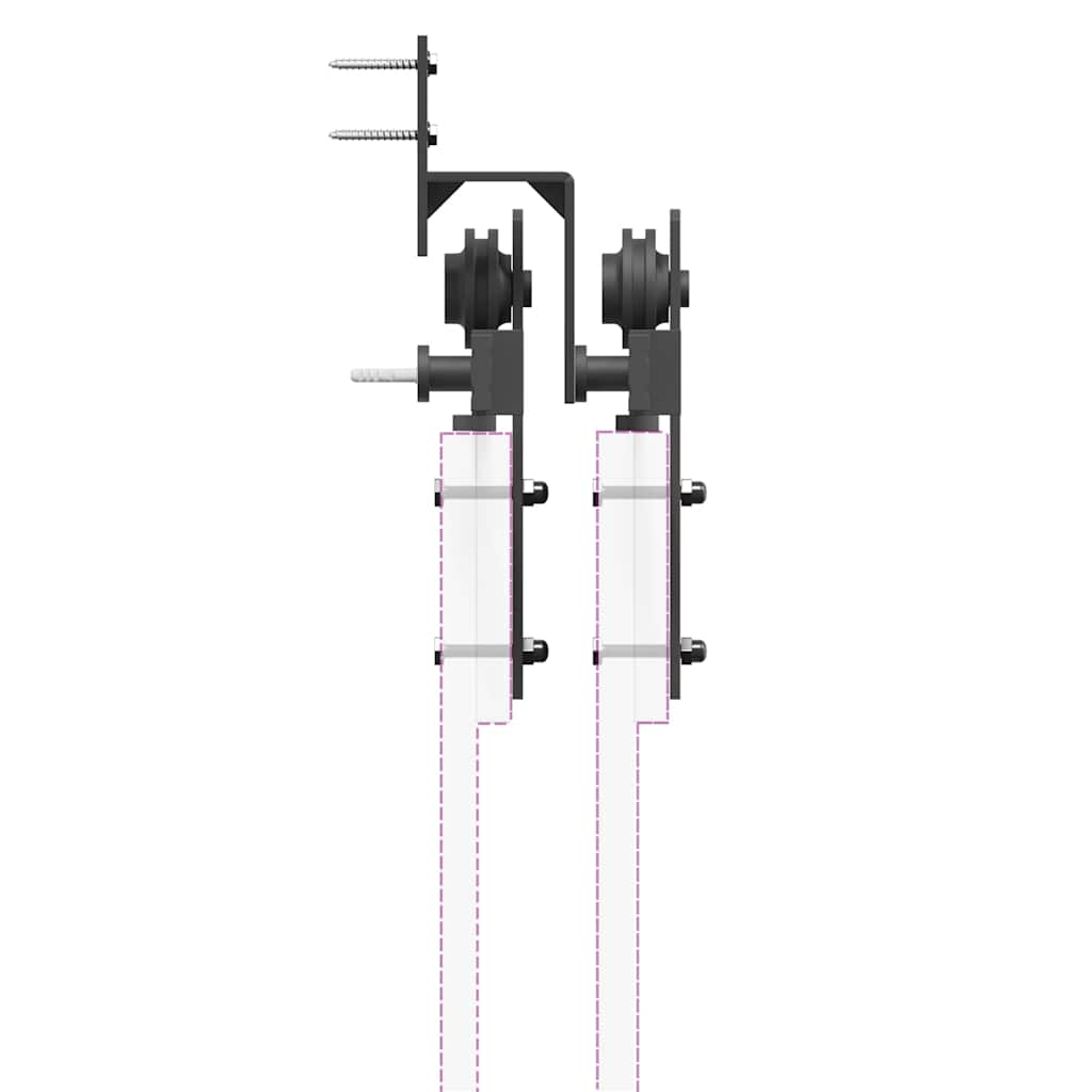 Kit di Binari per Porte Scorrevoli 305 cm Acciaio Nero