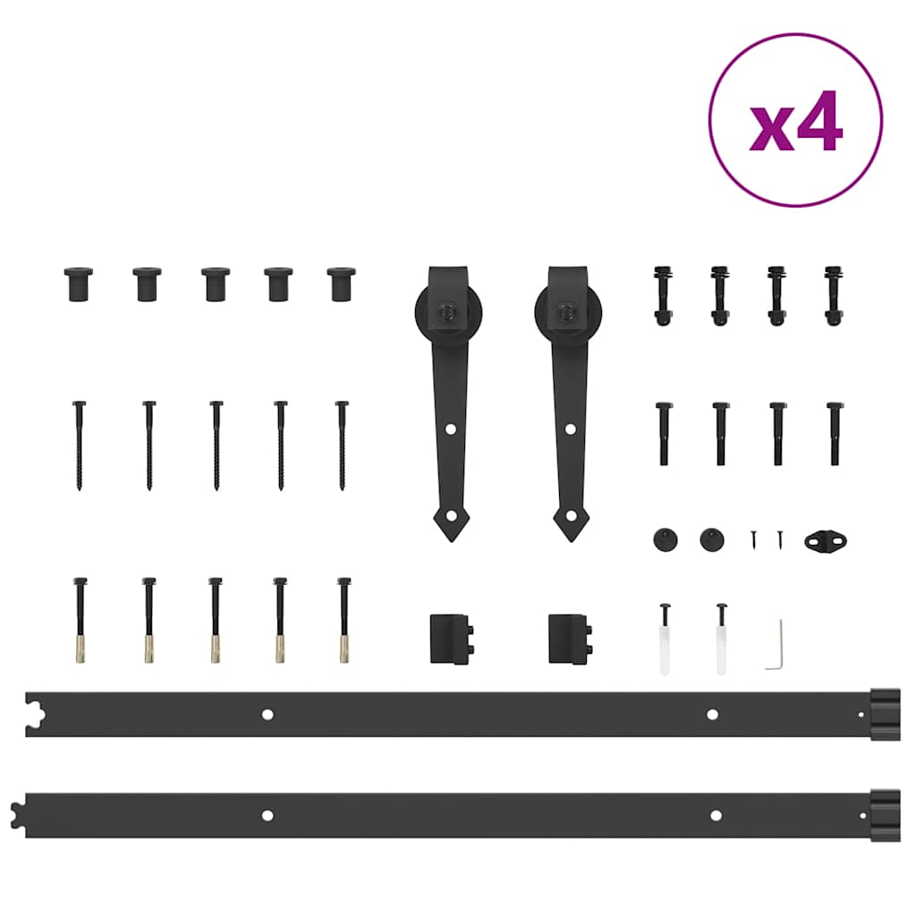 Kit di Binari per Porte Scorrevoli 305 cm Acciaio Nero