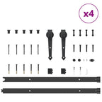 Kit di Binari per Porte Scorrevoli 305 cm Acciaio Nero