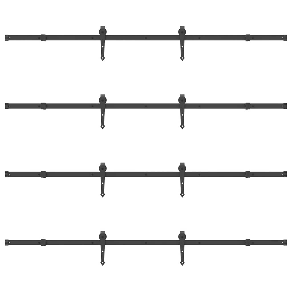 Kit di Binari per Porte Scorrevoli 427 cm Acciaio Nero