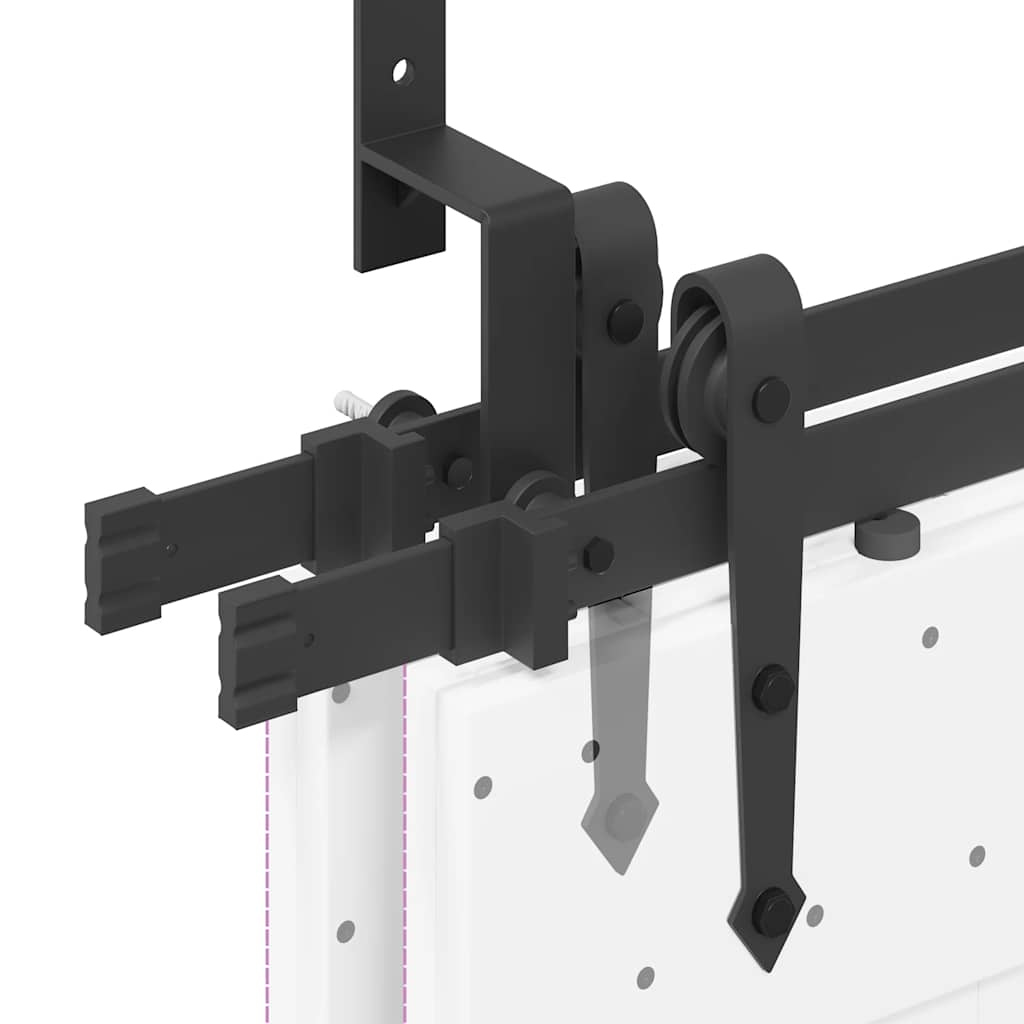 Kit di Binari per Porte Scorrevoli 427 cm Acciaio Nero