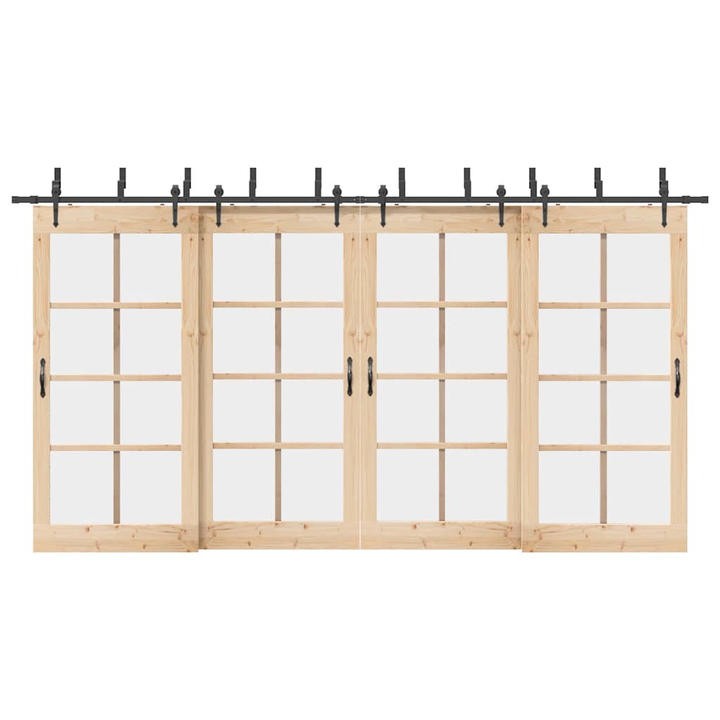 Kit di Binari per Porte Scorrevoli 427 cm Acciaio Nero