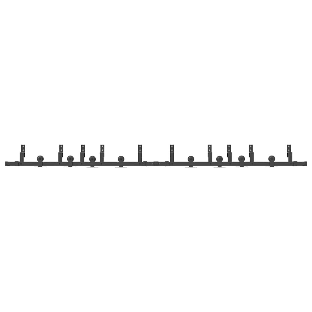 Kit di Binari per Porte Scorrevoli 305 cm Acciaio Nero