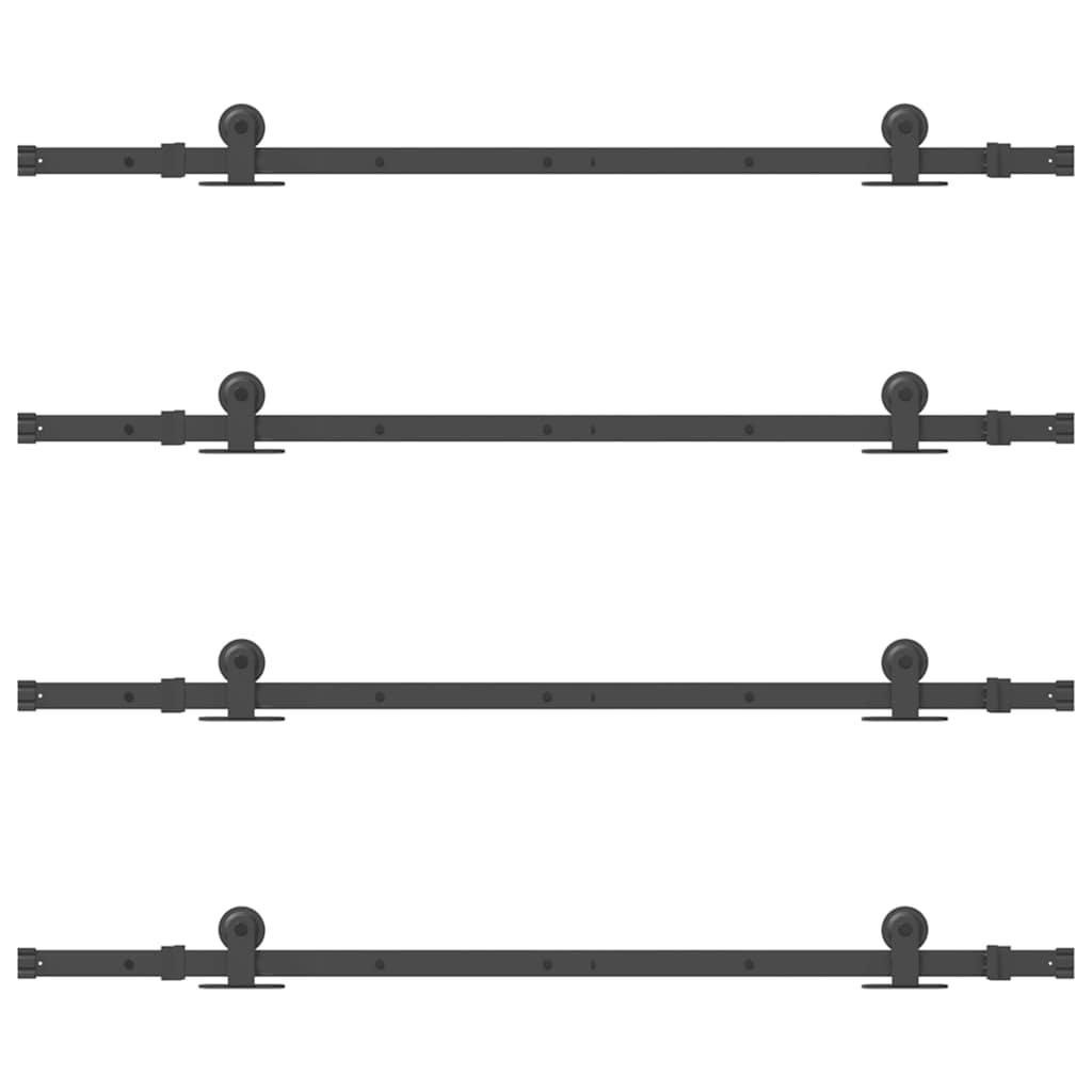 Kit di Binari per Porte Scorrevoli 305 cm Acciaio Nero