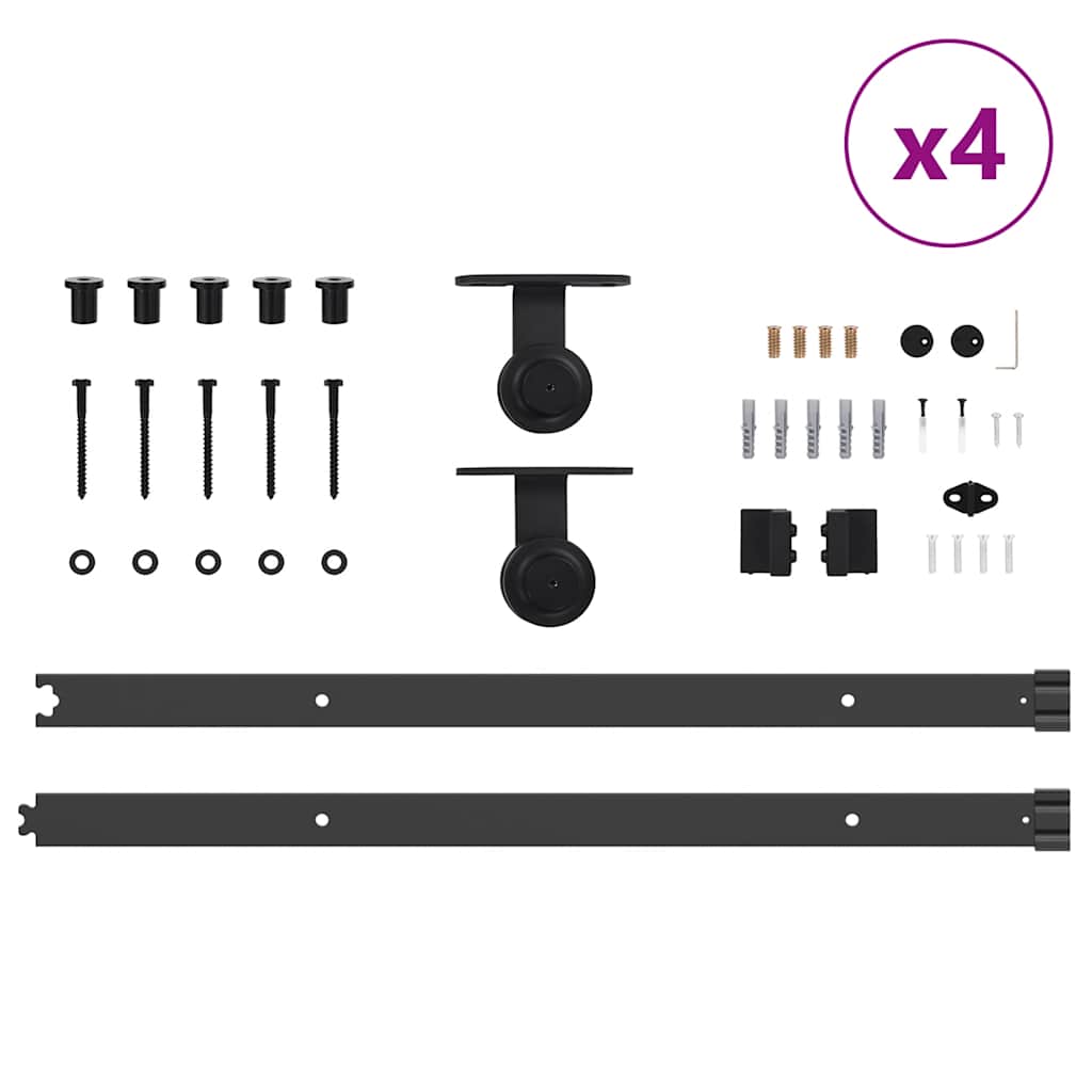 Kit di Binari per Porte Scorrevoli 305 cm Acciaio Nero