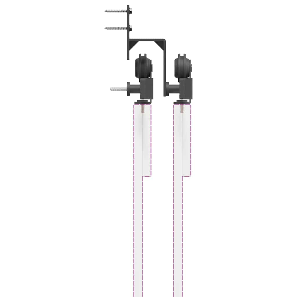 Kit di Binari per Porte Scorrevoli 305 cm Acciaio Nero