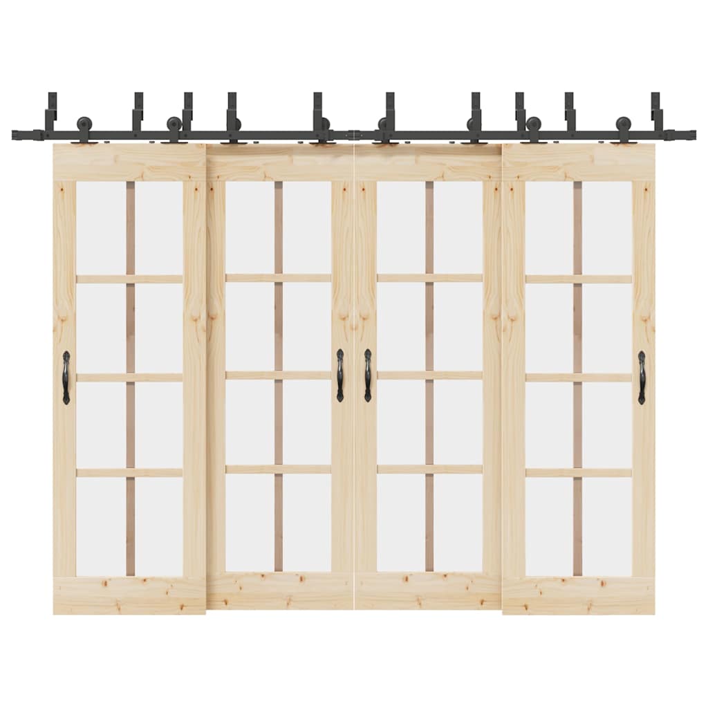 Kit di Binari per Porte Scorrevoli 305 cm Acciaio Nero