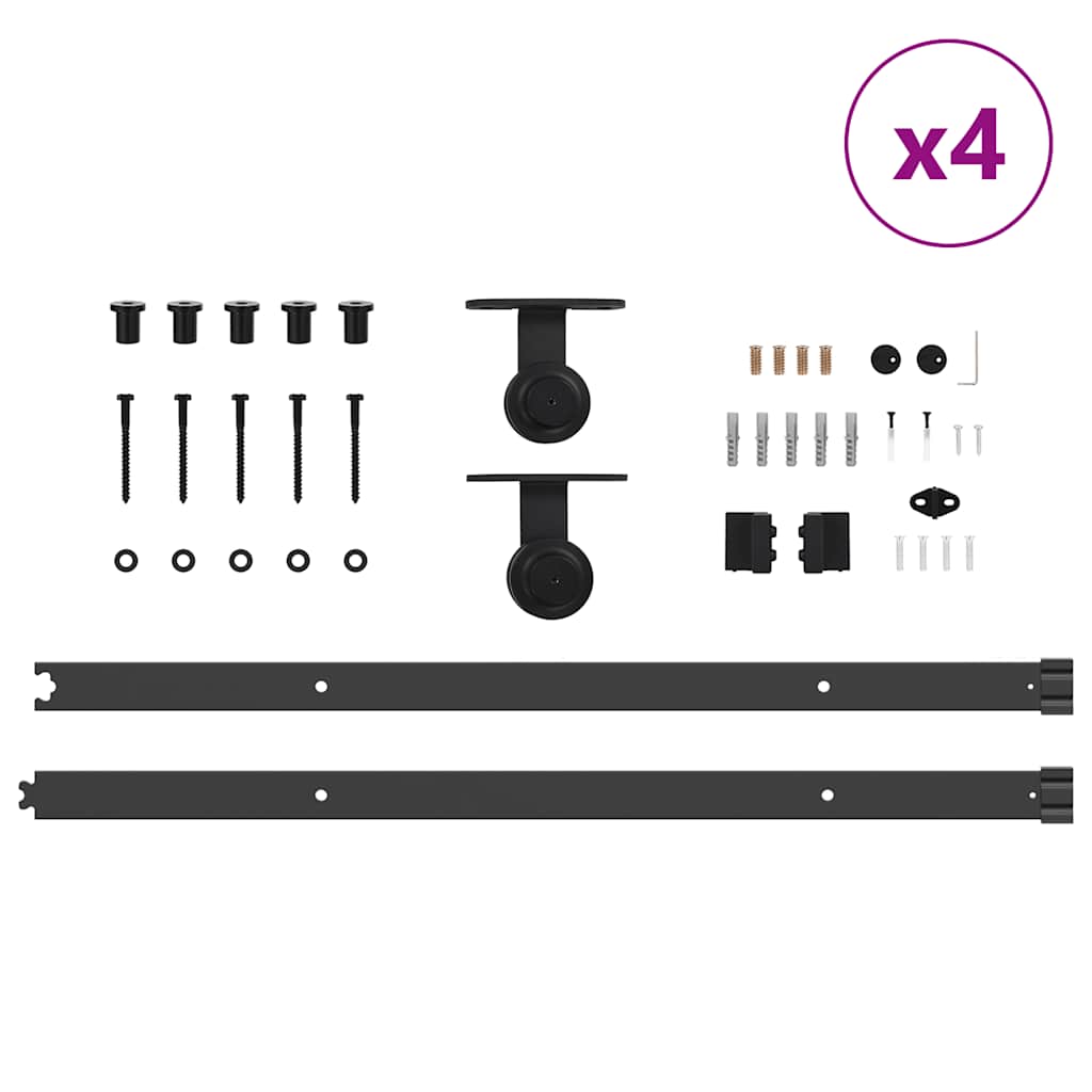 Kit di Binari per Porte Scorrevoli 427 cm Acciaio Nero