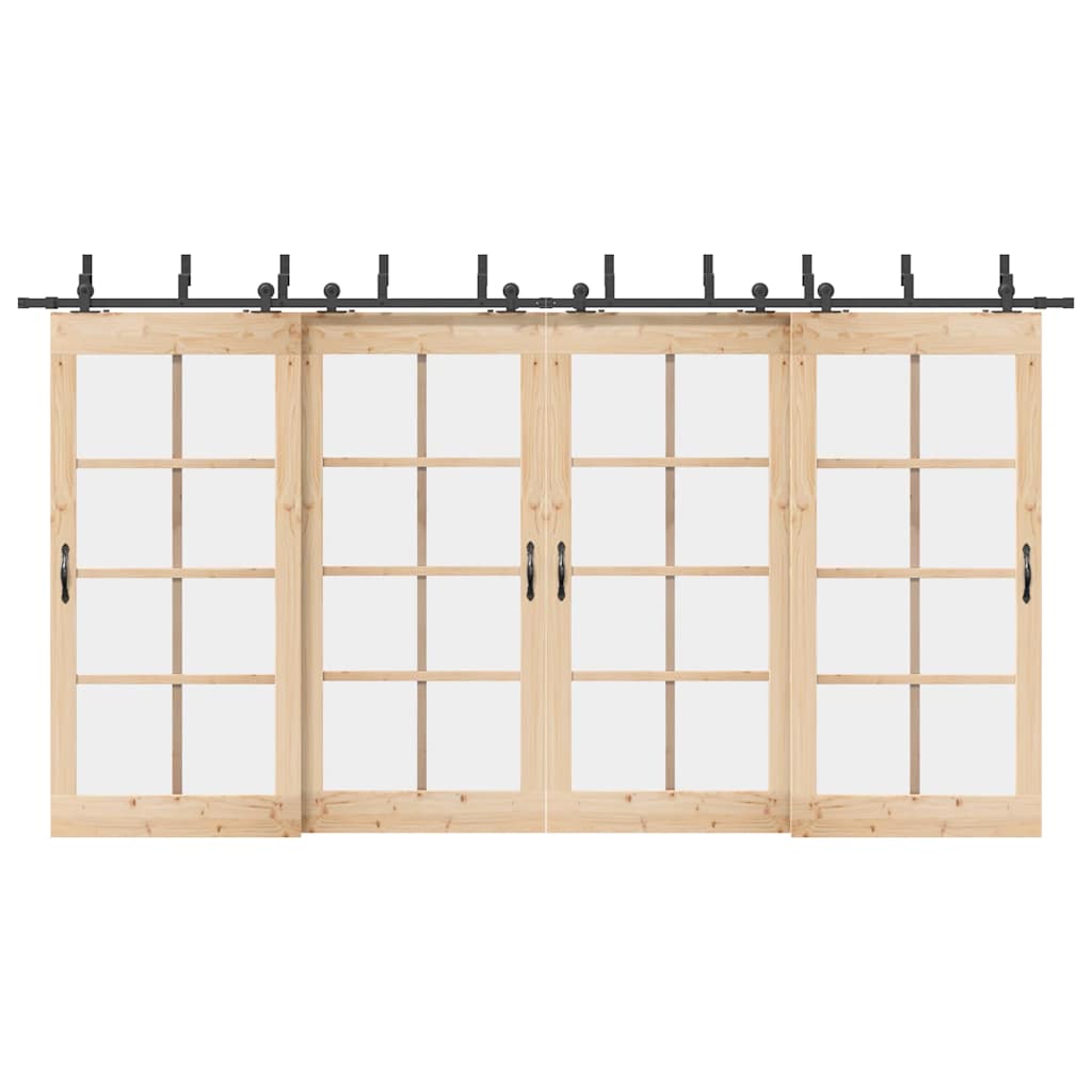Kit di Binari per Porte Scorrevoli 427 cm Acciaio Nero