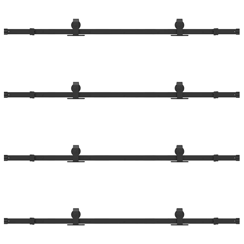 Kit di Binari per Porte Scorrevoli 366 cm Acciaio Nero