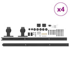Kit di Binari per Porte Scorrevoli 366 cm Acciaio Nero