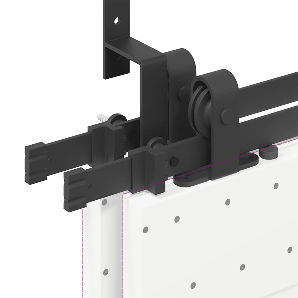 Kit di Binari per Porte Scorrevoli 366 cm Acciaio Nero