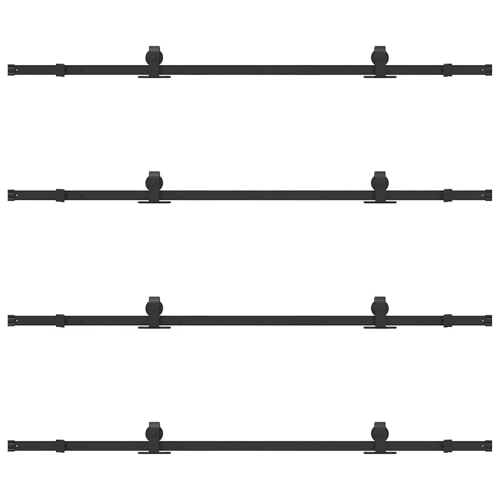 Kit di Binari per Porte Scorrevoli 400 cm Acciaio Nero