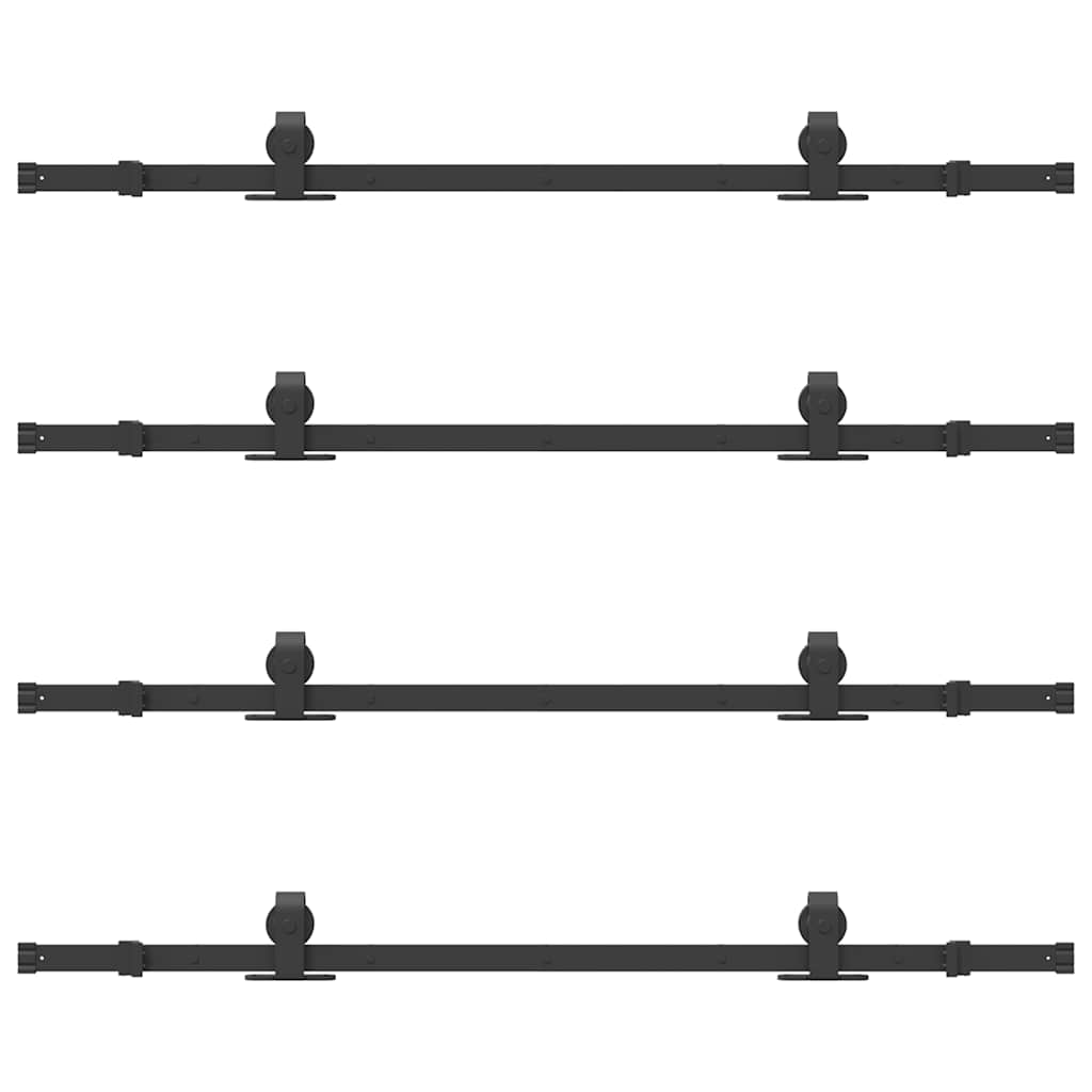 Kit di Binari per Porte Scorrevoli 305 cm Acciaio Nero
