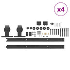 Kit di Binari per Porte Scorrevoli 305 cm Acciaio Nero