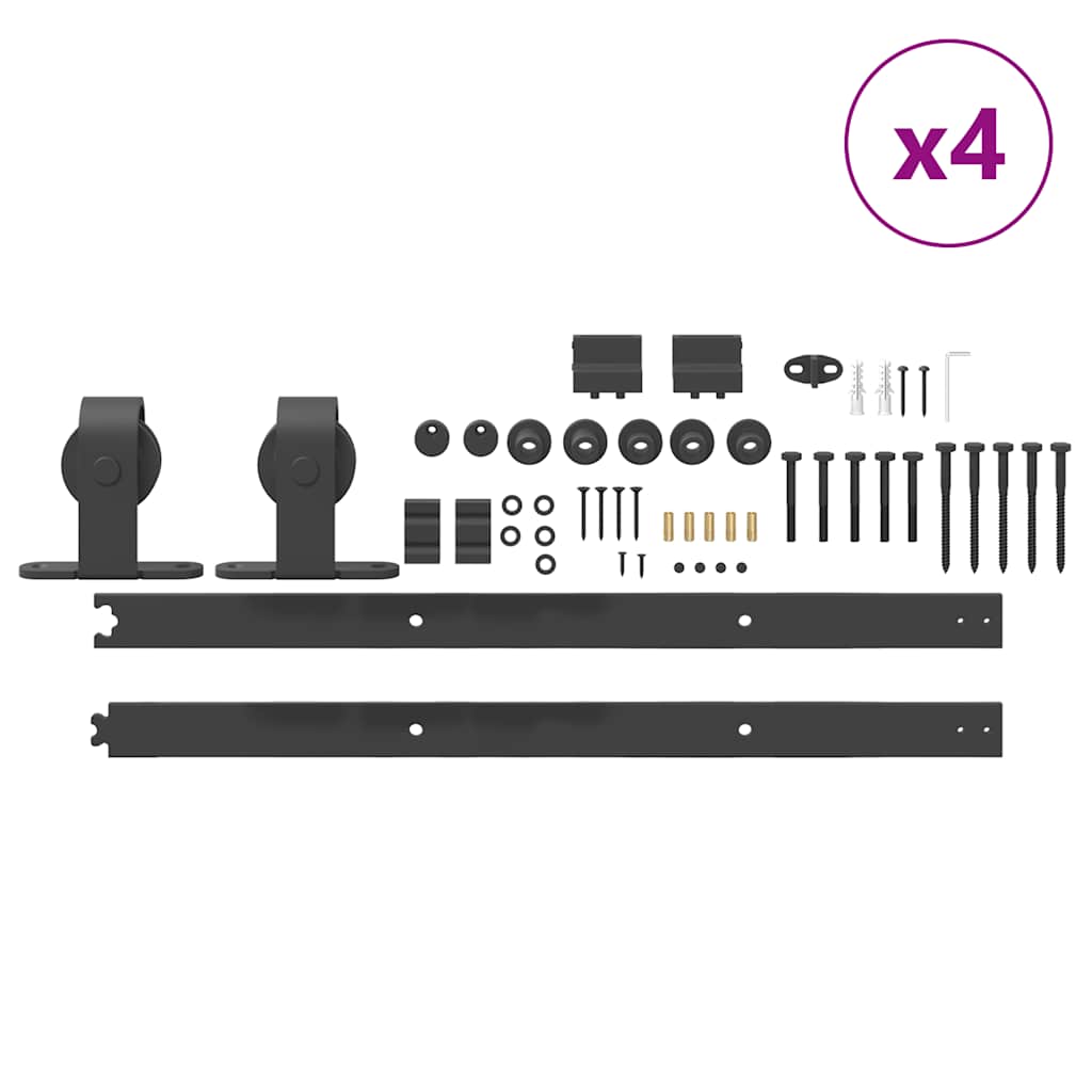 Kit di Binari per Porte Scorrevoli 305 cm Acciaio Nero