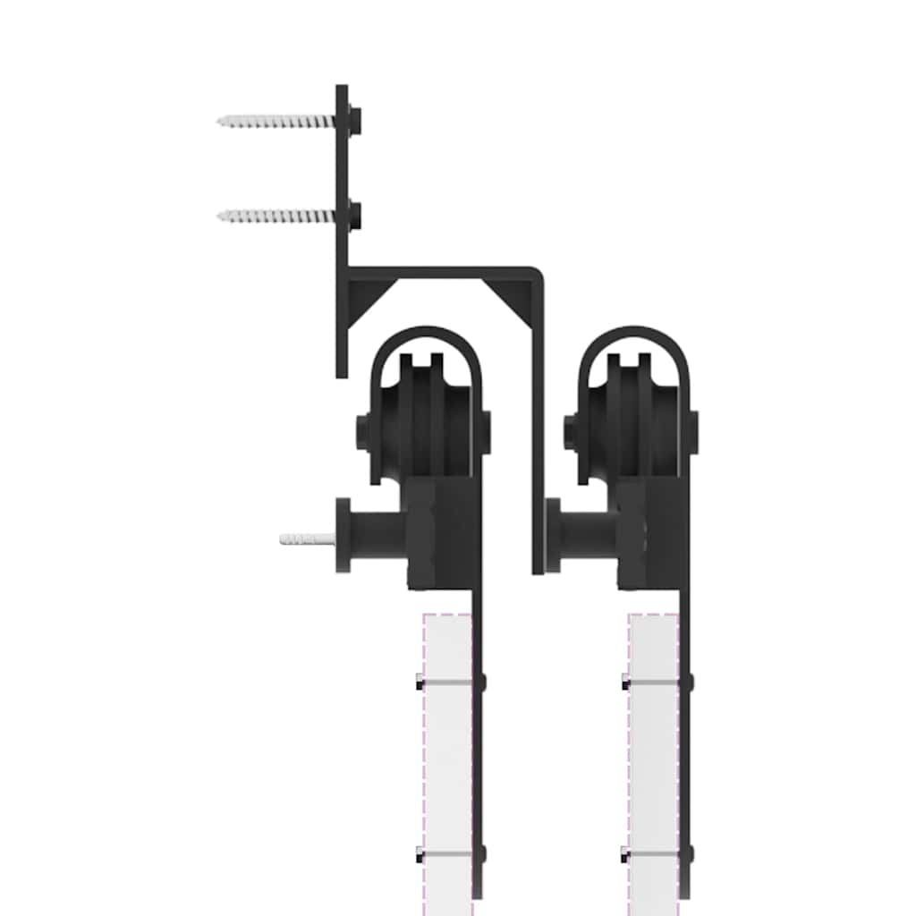 Kit di Binari per Porte Scorrevoli 366 cm Acciaio Nero