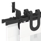 Kit di Binari per Porte Scorrevoli 366 cm Acciaio Nero