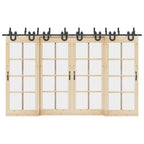 Kit di Binari per Porte Scorrevoli 366 cm Acciaio Nero