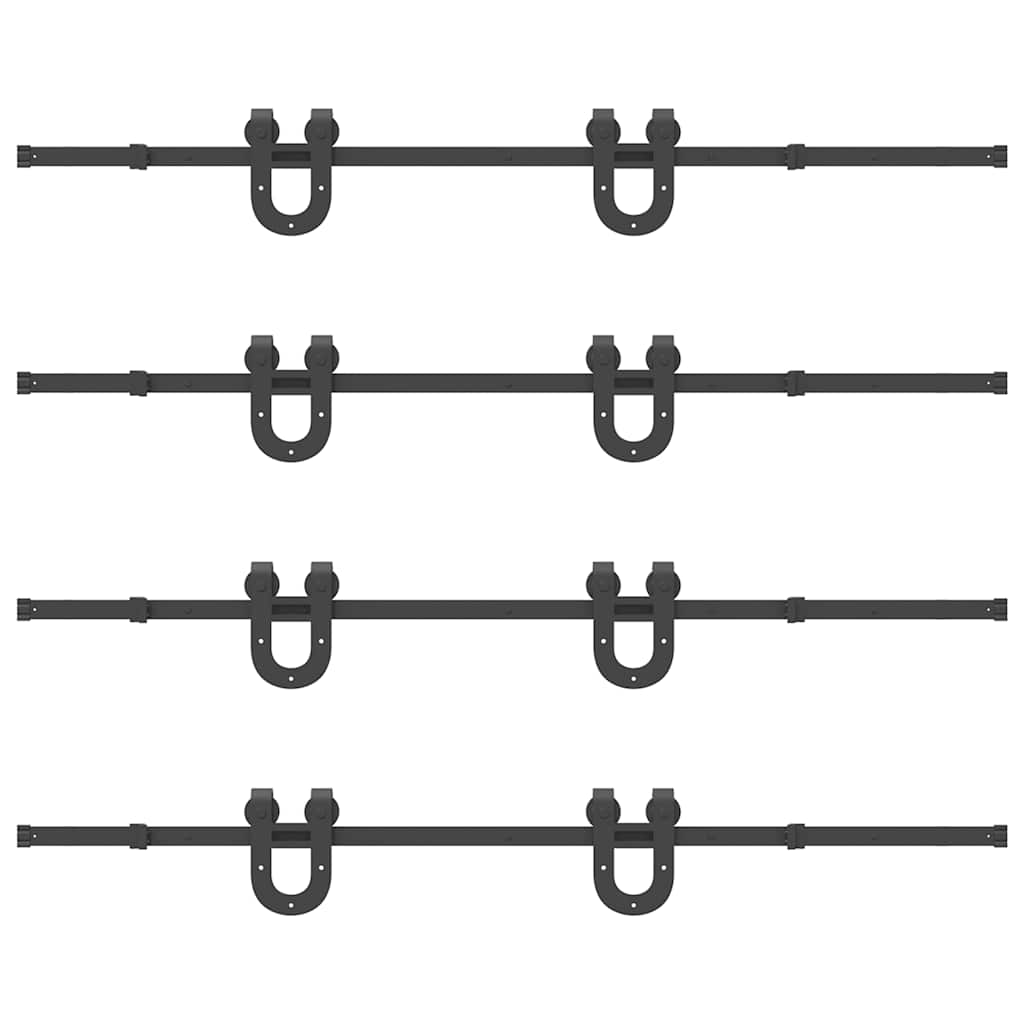 Kit di Binari per Porte Scorrevoli 400 cm Acciaio Nero