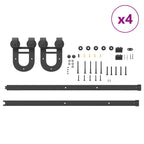 Kit di Binari per Porte Scorrevoli 400 cm Acciaio Nero