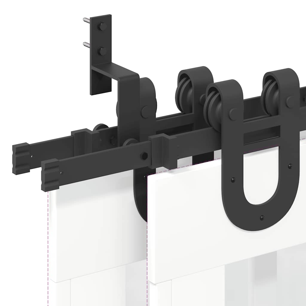 Kit di Binari per Porte Scorrevoli 400 cm Acciaio Nero