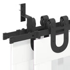 Kit di Binari per Porte Scorrevoli 400 cm Acciaio Nero