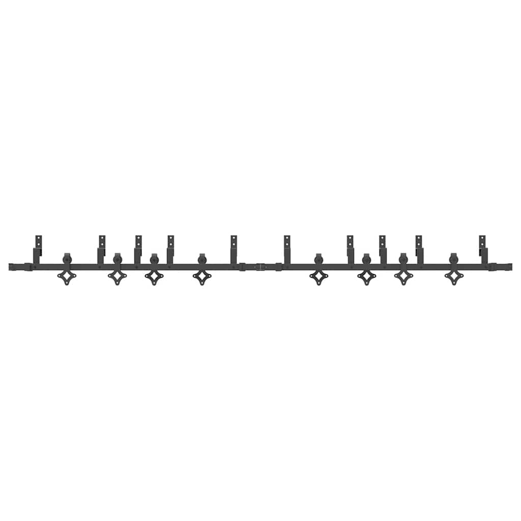 Kit di Binari per Porte Scorrevoli 305 cm Acciaio Nero
