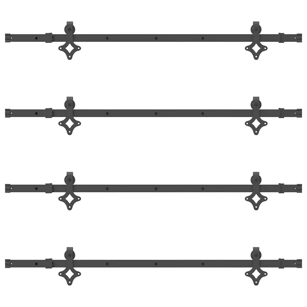 Kit di Binari per Porte Scorrevoli 305 cm Acciaio Nero