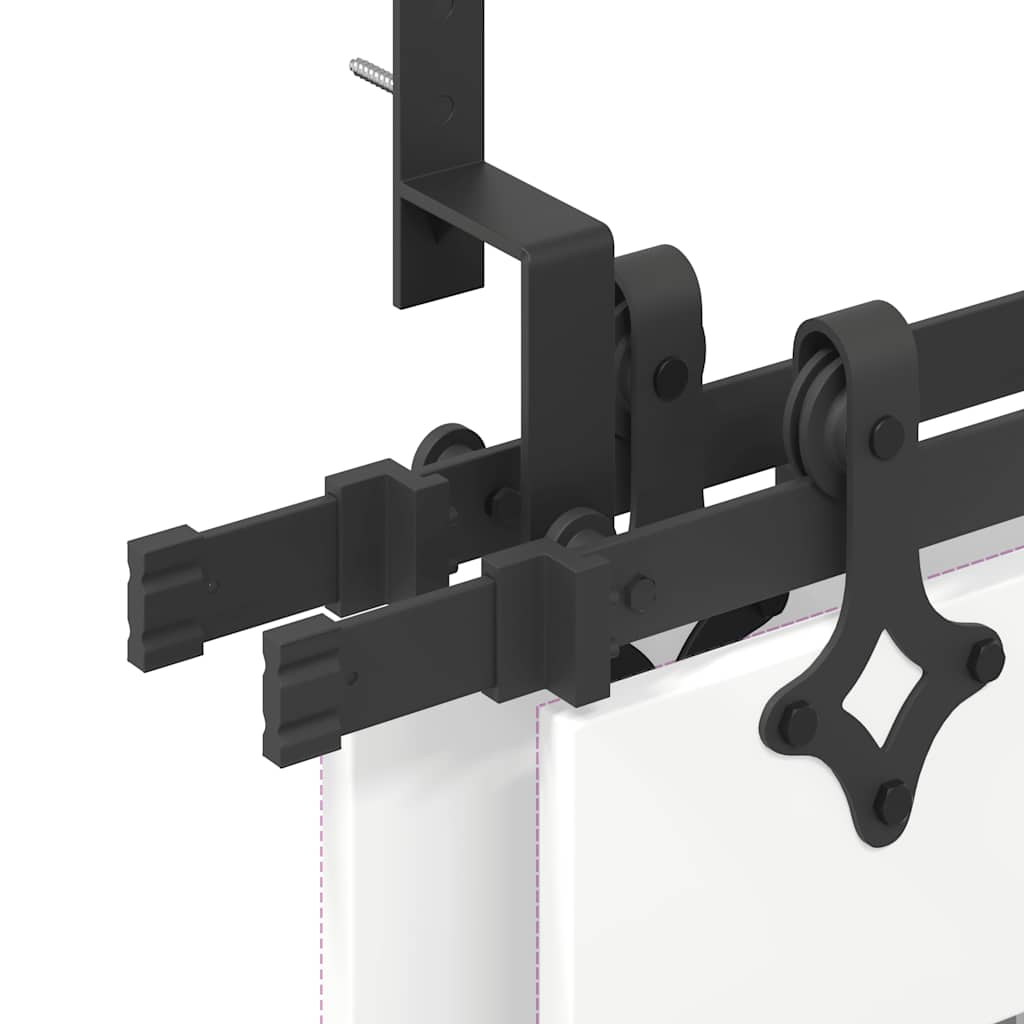 Kit di Binari per Porte Scorrevoli 305 cm Acciaio Nero