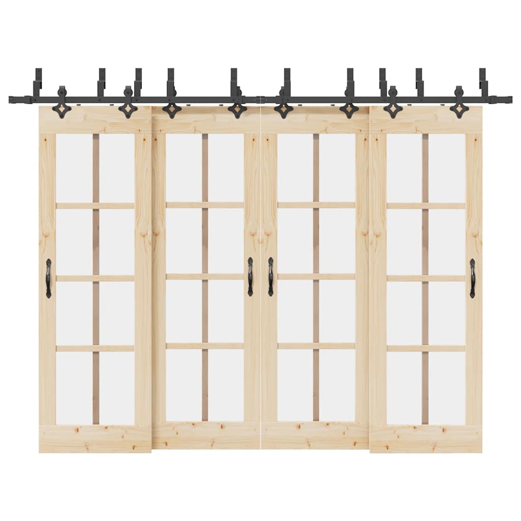 Kit di Binari per Porte Scorrevoli 305 cm Acciaio Nero
