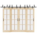 Kit di Binari per Porte Scorrevoli 305 cm Acciaio Nero