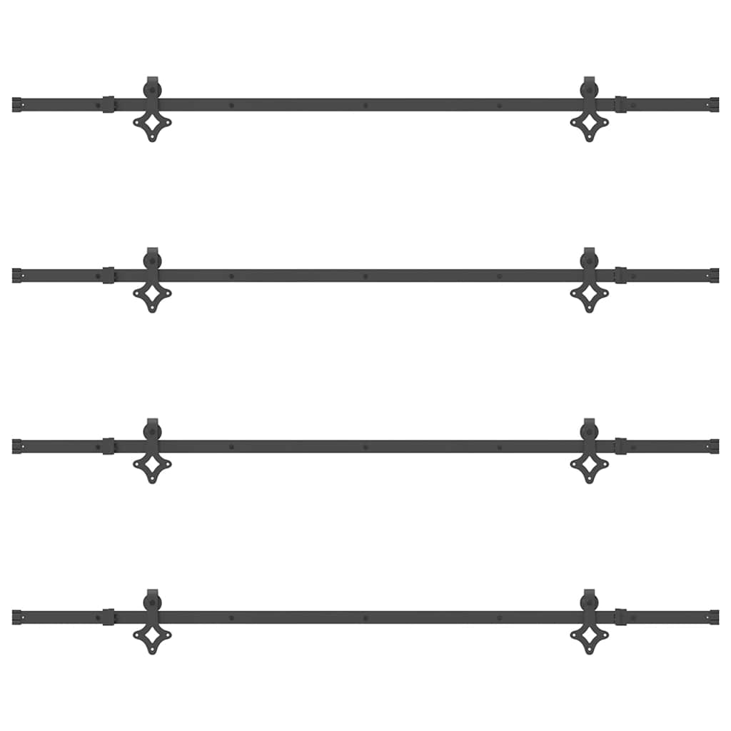Kit di Binari per Porte Scorrevoli 427 cm Acciaio Nero