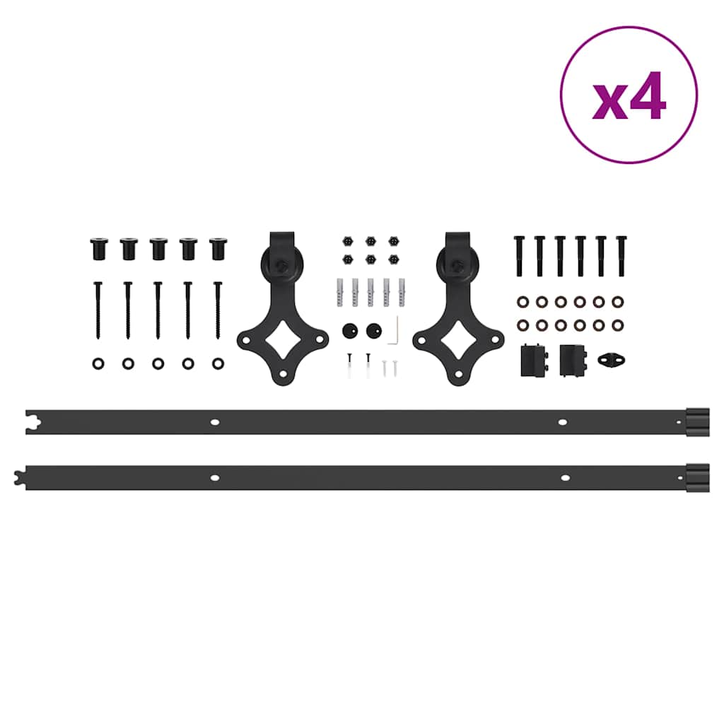 Kit di Binari per Porte Scorrevoli 427 cm Acciaio Nero