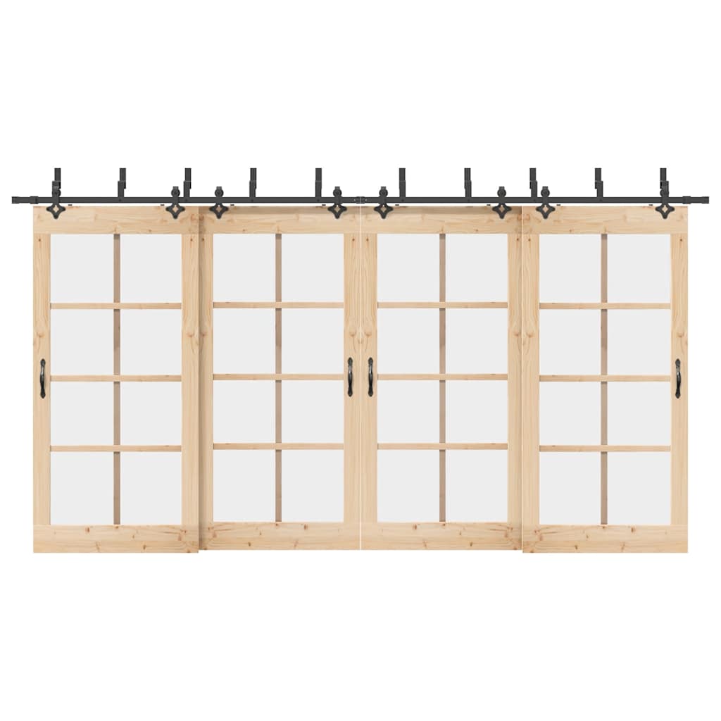 Kit di Binari per Porte Scorrevoli 427 cm Acciaio Nero