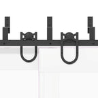 Kit di Binari per Porte Scorrevoli 366 cm Acciaio Nero