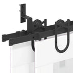 Kit di Binari per Porte Scorrevoli 366 cm Acciaio Nero