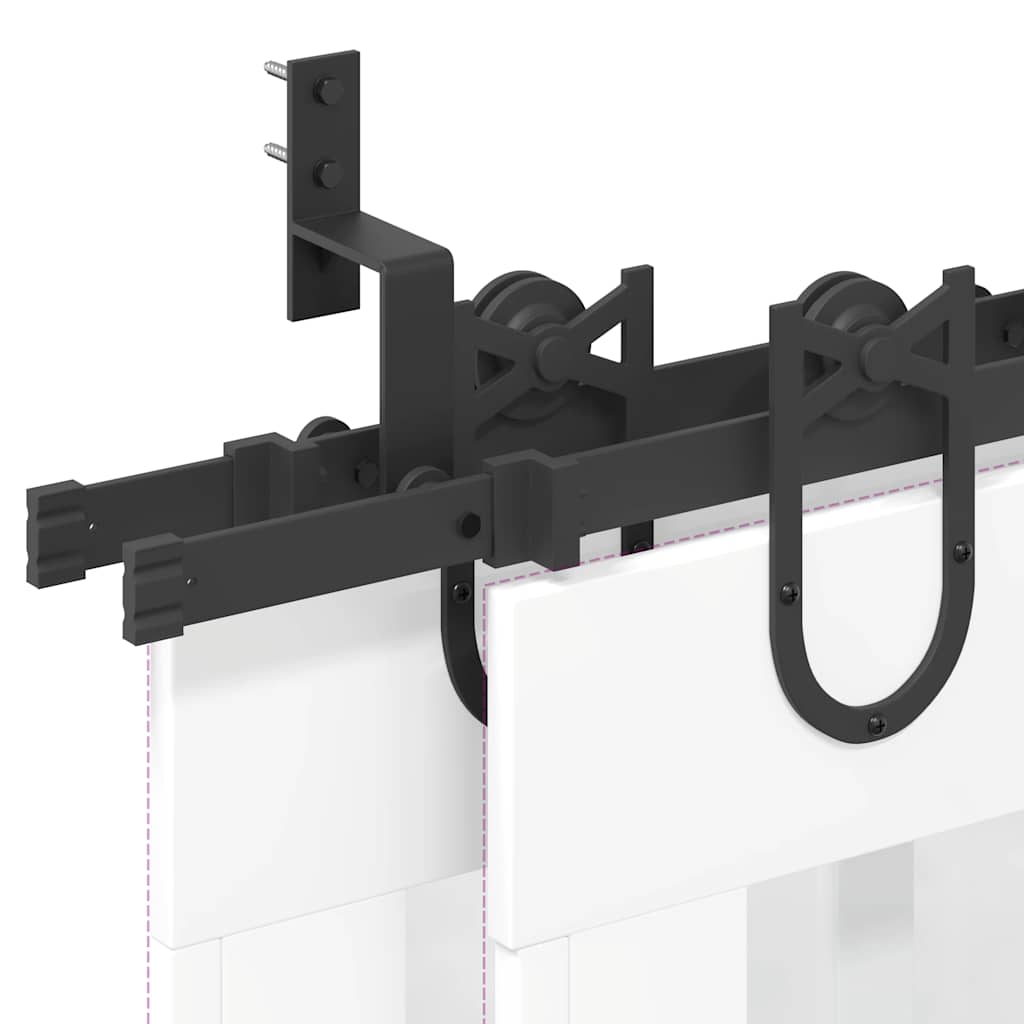 Kit di Binari per Porte Scorrevoli 366 cm Acciaio Nero